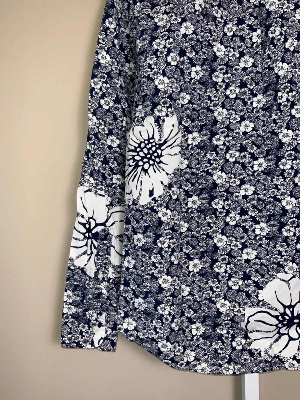 J. Crew Slim Stretch Secret Wash Cotton Poplin Button Down Shirt Hydrangea Print